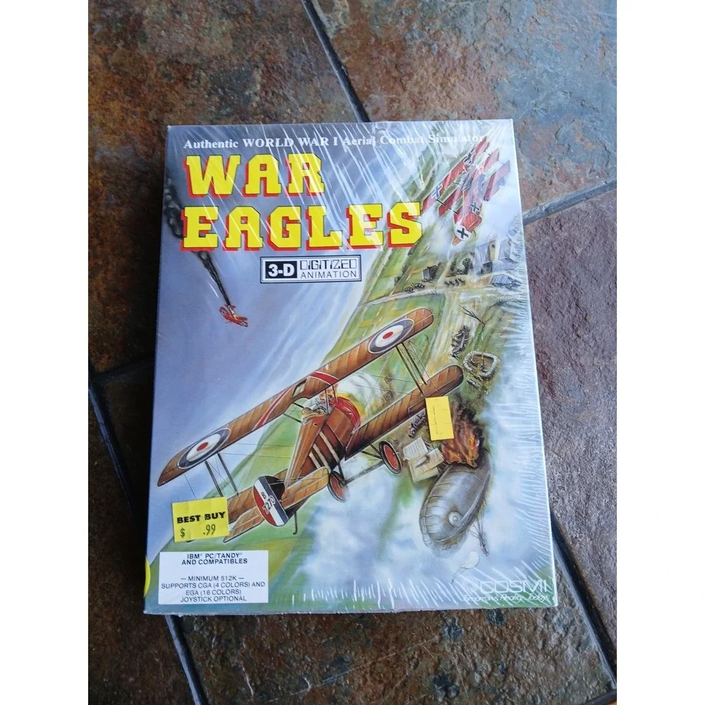 Vintage IBM PC/Tandy Video Game - WAR EAGLES WWI‎ Aerial Combat Simulator Floppy